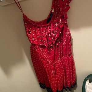 Red Bandana Print Francesca’s Romper